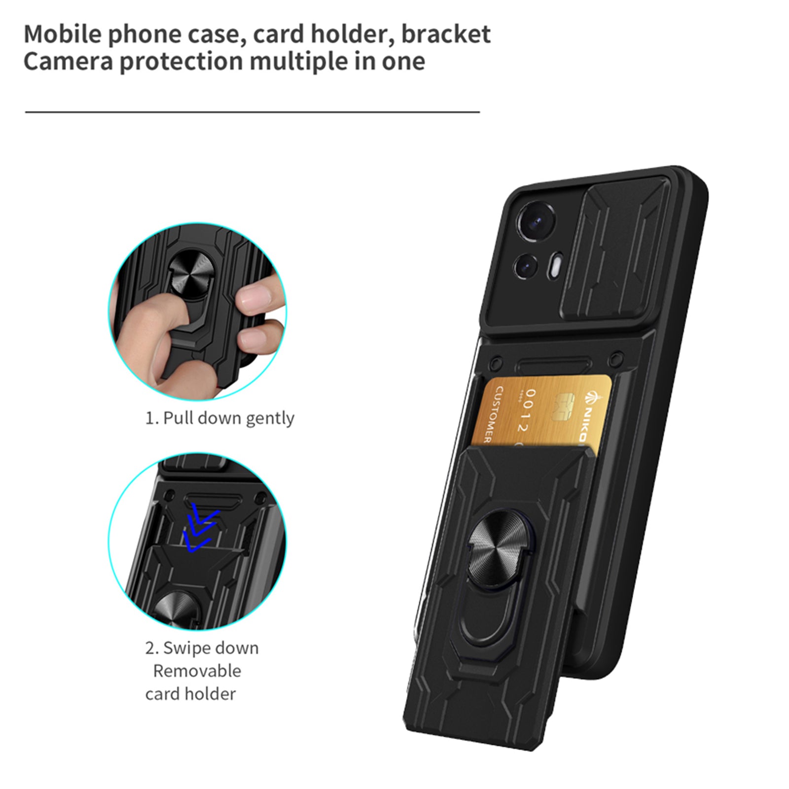 Nárazuvzdorný kryt na telefon pro Motorola Edge 30 Neo 5G Ring Kickstand Pouzdro na telefon s posuvným držákem na ochranu fotoaparátu Nárazuvzdorný kryt na telefon pro Motorola Edge 30 Neo 5G Ring Kickstand Pouzdro na telefon s posuvným držákem na ochranu fotoaparátu